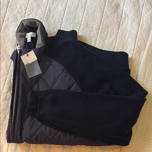 Peter Millar Navy Quilted Jacket with Knit Sleeves Golf Jacket